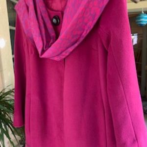 Laudrew, Swing Coat, With Coordinated Scarf and Accent Button, Size 4